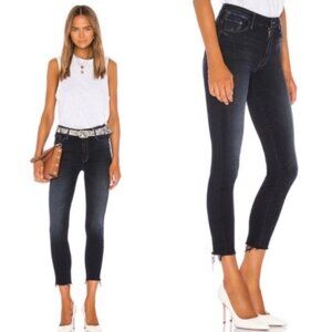 Mother Denim High Waisted Looker Ankle Fray in Last Call Dark Blue Womens 26